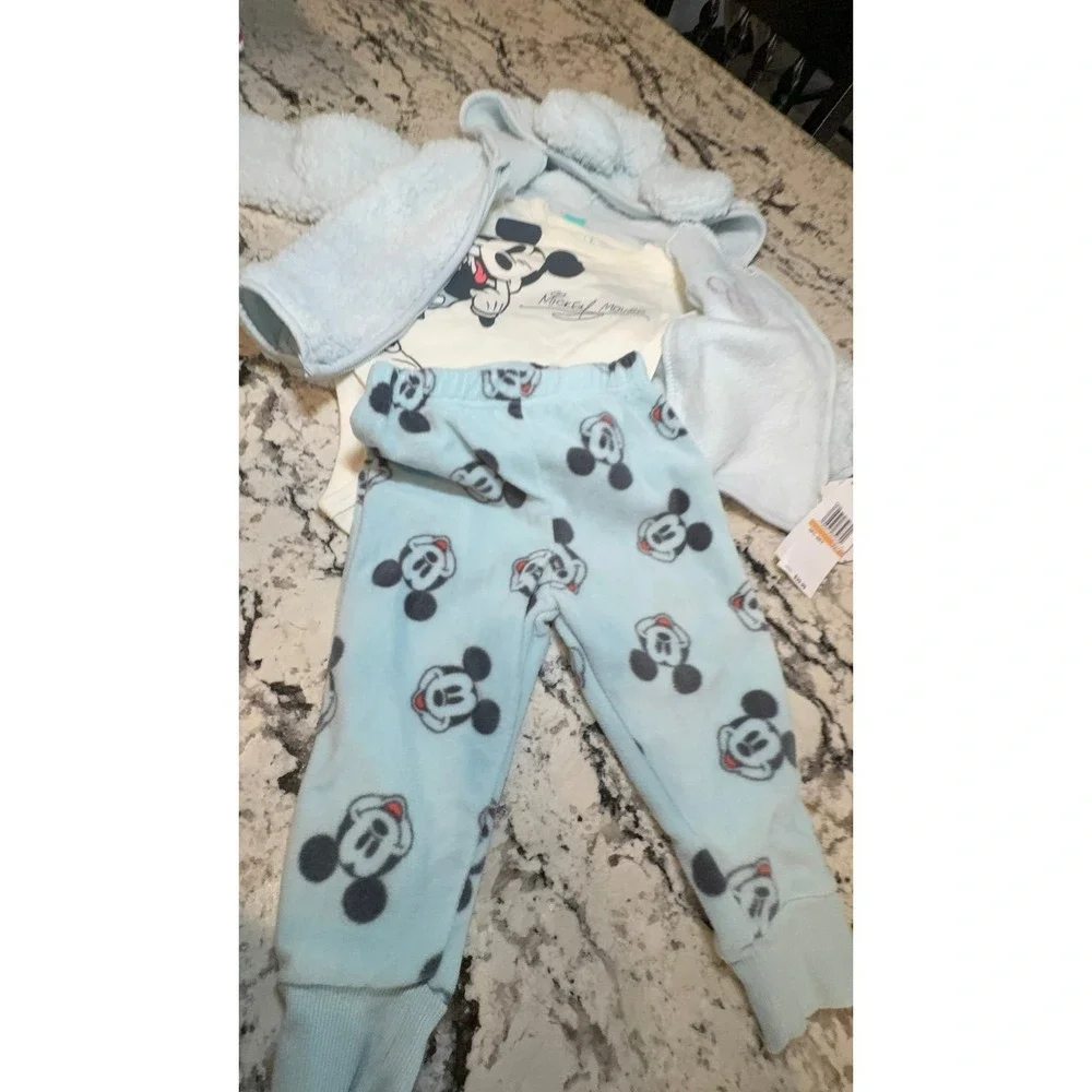 NEW three piece baby boys size 12 months Disney Mickey Mouse outfit. Super soft.